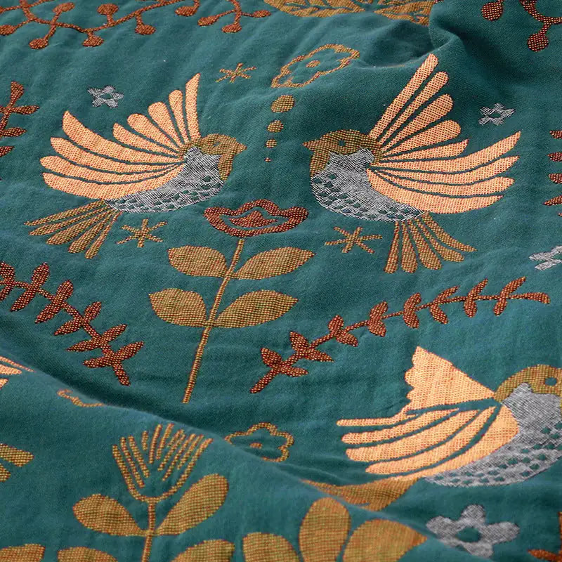 Reversible Bird Throw Blanket